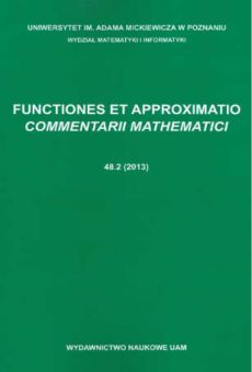 Functiones et Approximatio. Commentarii Mathematici 48.2 (2013)