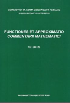 Functiones et Approximatio. Commentarii Mathematici 53.1 (2015)