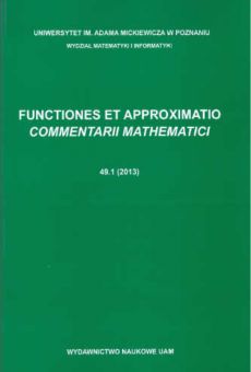 Functiones et Approximatio. Commentarii Mathematici 49.1 (2013)