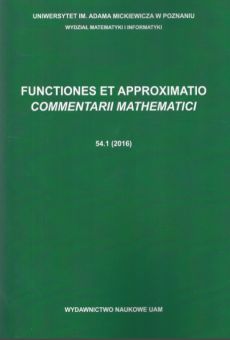 Functiones et Approximatio. Commentarii Mathematici 54.1 (2016)
