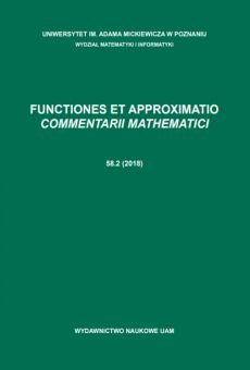 Functiones et Approximatio. Commentarii Mathematici 58.2 (2018)